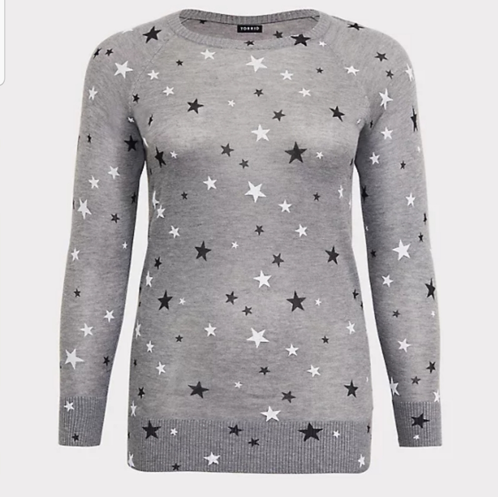 Torrid 00 GREY STAR PULLOVER SWEATER NWT - Picture 5 of 5